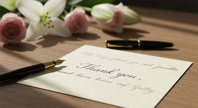 A handwritten thank-you note, representing the small, intentional moments that build lasting community.