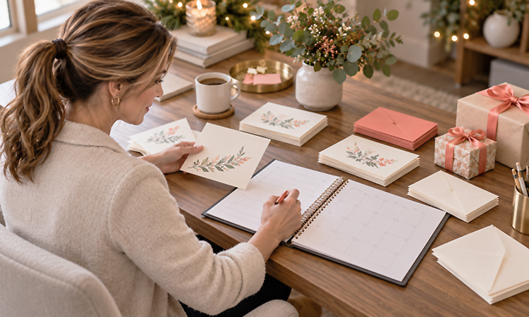 Business leader preparing her holiday client appreciation plan